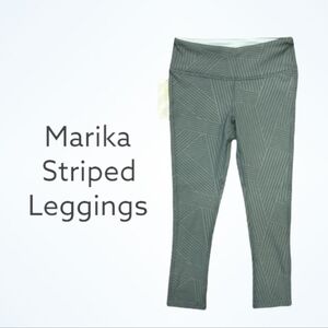 Marika Striped Grey Capri Leggings Sz XL